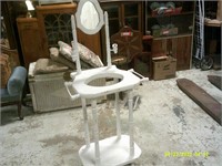 White Wooden Wash Stand With Candle Holders