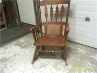 Solid Wood Antique Rocker With Inset Lower Back
