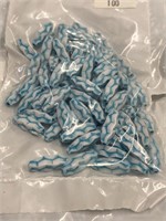 Plastic beads, 16 mm oval, aqua white one box