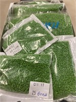 Toho 15/0 hex seed bead. Opaque medium green.