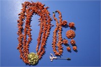 Coral Jewelry-Necklaces, Earrings, Pin