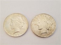 1923-S & 1922 Silver Peace Dollars