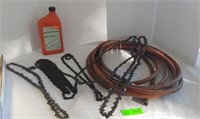 Air Hose (approx 15 feet), assorted chainsaw