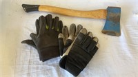 Size medium gloves and 20 inch axe (blade 3.25