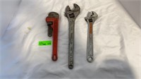 Monkey wrench, & heavy wrenches. 12in & 15in