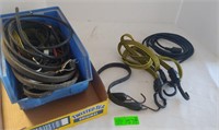 Misc small belts, tarp straps, misc cords and