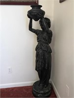 AWESOME METAL STATUE LADY W/VASE