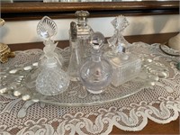 VINTAGE PERFUME BOTTLES AND TRAY