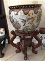 ORIENTAL FISH BOWL WITH STAND