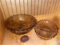 DEPRESSION GLASS DIVIDED DISH AND BOWL