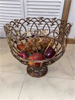 LARGE IRON SCROLL BOWL WITH FRUIT (12INCH)