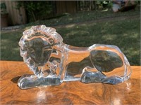 Glass Art Lion Paperweight - Unsigned