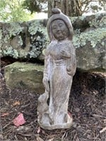 Tang Fat Lady Figure w/ Dog Carved Limestone