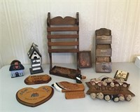 Lot of wooden decorations