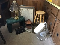 Lamps, stool, etc