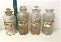 Set of four 1800's Apothecary bottles