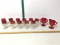 Lot of red glassware
