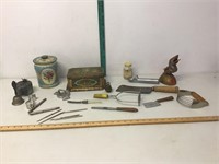 Tins, banks, vintage kitchen items