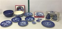Blue Christmas plates and bells