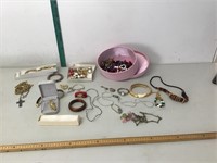 lot of costume jewelry, watches, one sterling piec