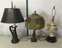 three vintage lamps