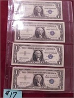 (4) 1957B Ser. $1 Silver Certificates (Excellent