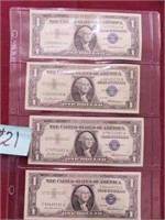 (4) 1957 Ser. $1 Silver Certificates (Good