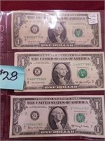 (2) $1 Federal Reserve Notes (Ser. #with 777)