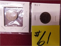 (2) 1857 Flying Eagle Cents