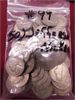 (50) 1930's, 40's, 50's Jefferson Nickels