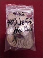 (40) 1930's, 40's, 50's Jefferson Nickels