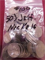 (50) 1930's, 40's, 50's Jefferson Nickels
