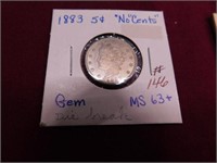 1883 Liberty Head Nickel "No Cent" Die Break -