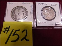 (2) ERROR Coins - Barber Half, SBA Dollar