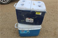 Two rubbermade coolers
