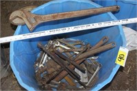 Tub of Tools, include large Craftsman Wrench