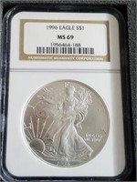 1996 American Silver Eagle MS69 NGC