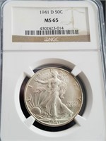 1941-D Walking Liberty Half Dollar  NGC MS65