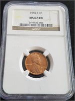 1955 S Lincoln Cent NGC MS67RD