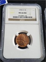 1955 S Lincoln Cent  NGC MS66RD