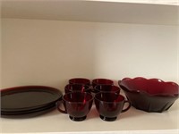 Lot of Red Glassware
