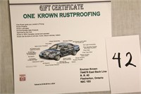 Gift Certification for one Krown Rustproofing