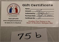Gift Certificate for Chez Gilles, Meaford