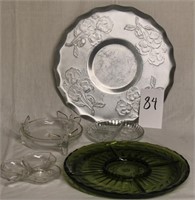 2 large relish plates plus small candy dishes