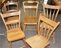 5 antique wood chairs of different designs