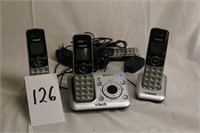 Box of V Tech phones and base - untested