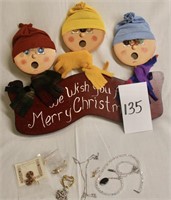 Wooden Christmas wall plaque and jewelry