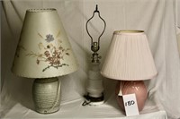 3 table top lamps with 2 shades