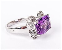 Jewelry Sterling Silver Amethyst Cocktail Ring