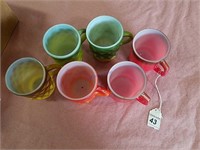 6-Fiestaware and 6-Fire King Coffee Cups